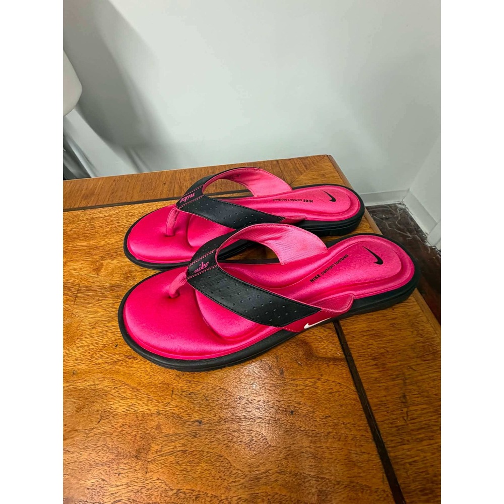 Nike Comfort Footbed Flip Flops Pink Black Athletic Sandals 354925-012 Sz 11